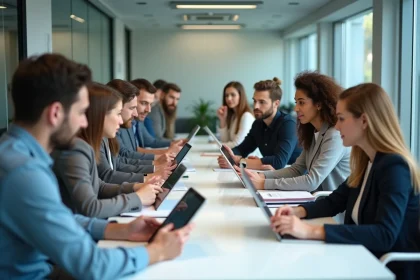 Groupe diversifi&eacute; en atelier de formation moderne