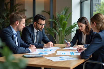 Groupe de professionnels en réunion d'affaires