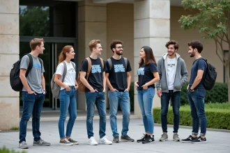 Groupe d'étudiants devant l'Arena Académie Montpellier