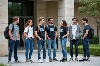 Groupe d'étudiants devant l'Arena Académie Montpellier