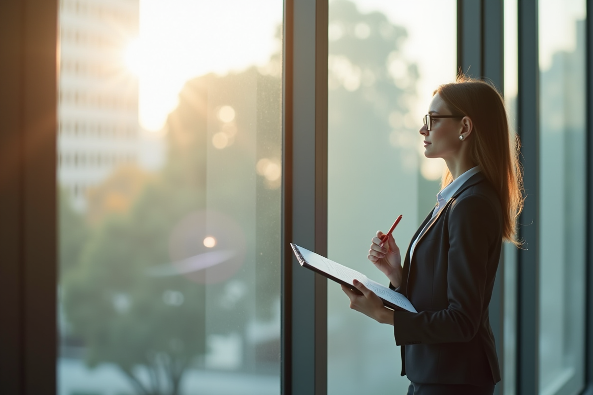 Femme d'affaires confiante dans un bureau moderne