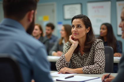 Femme en réunion de formation professionnelle