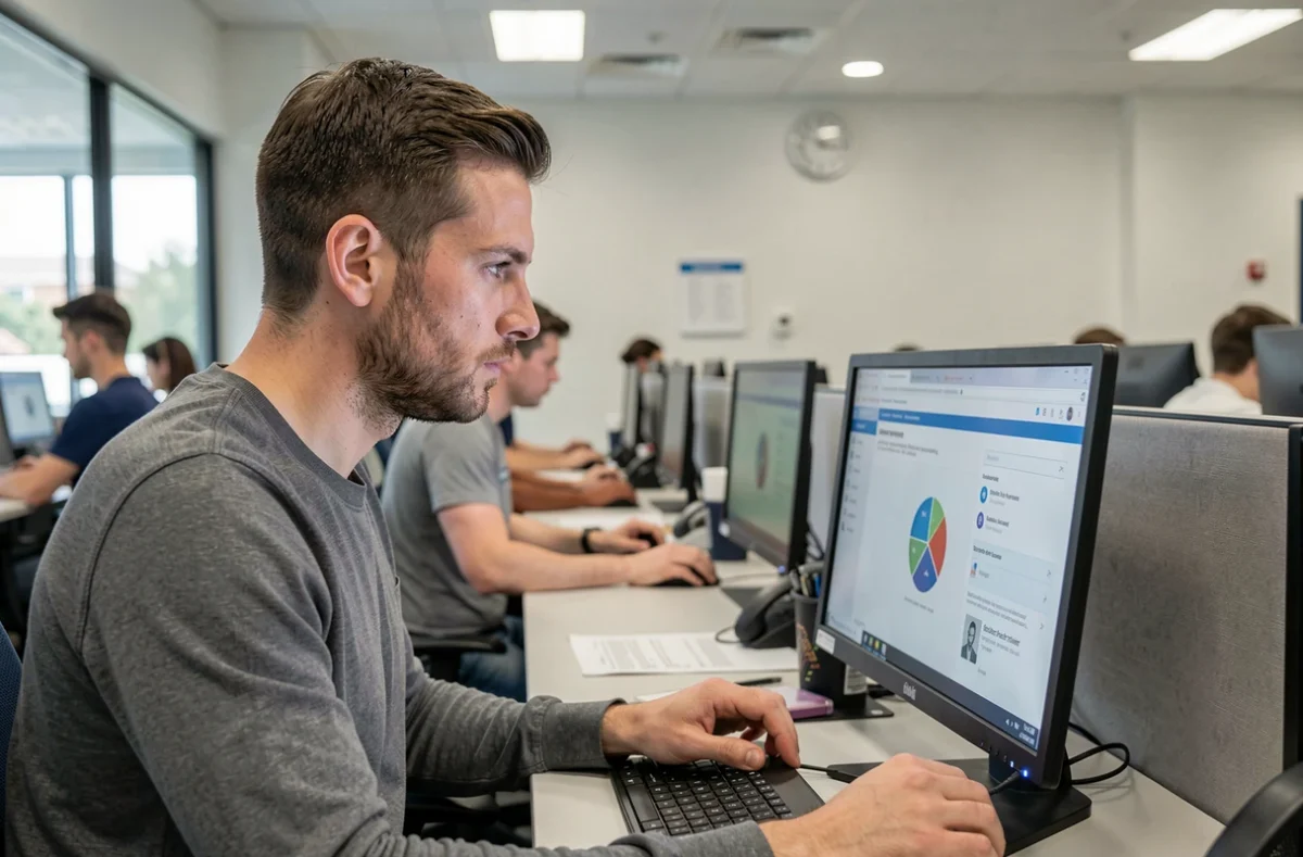 Stagiaire adulte suivant une formation continue en ligne dans un centre du réseau FORPRO-PACA