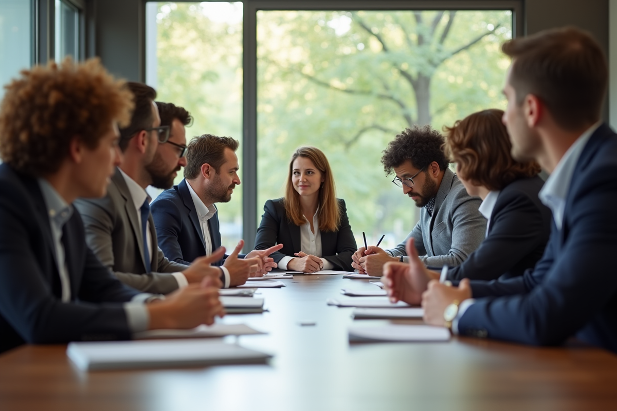 Groupe de professionnels en formation en réunion