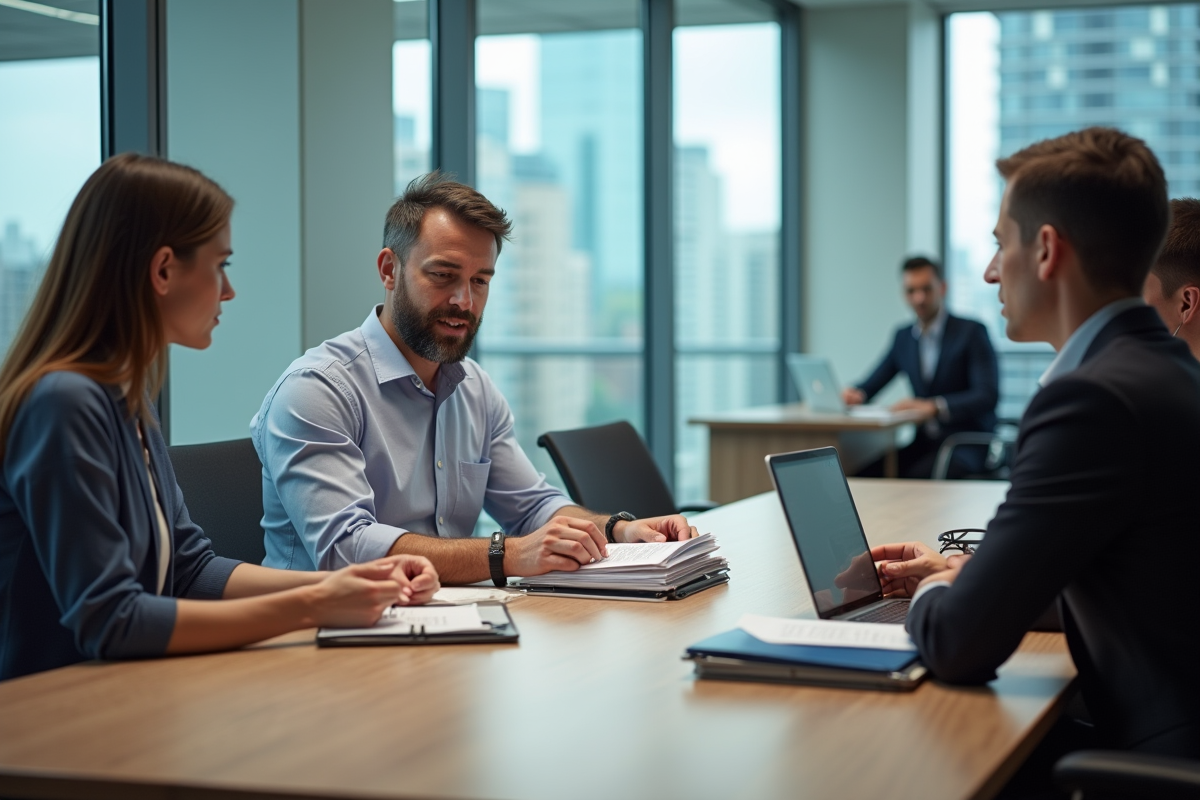 Homme d affaires discutant lors d une réunion dans un bureau