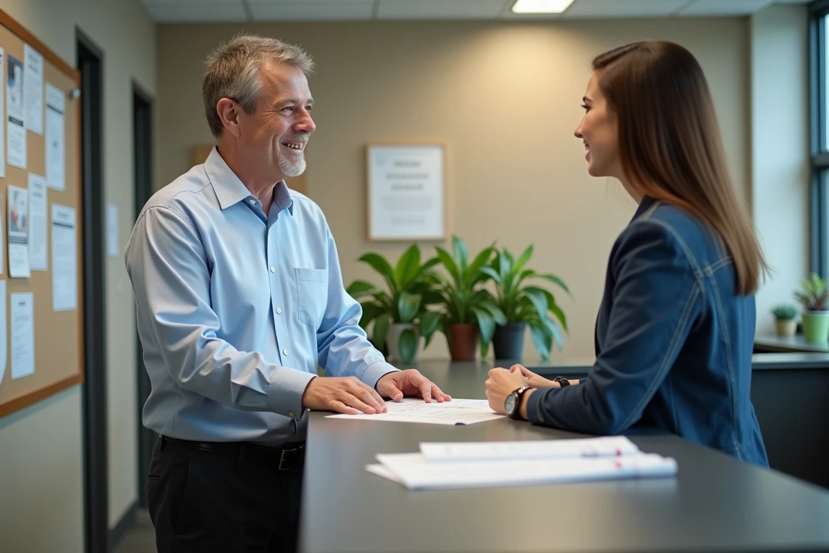 Homme discutant avec un conseiller d