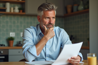 Homme d'âge moyen en tenue décontractée au bureau à domicile