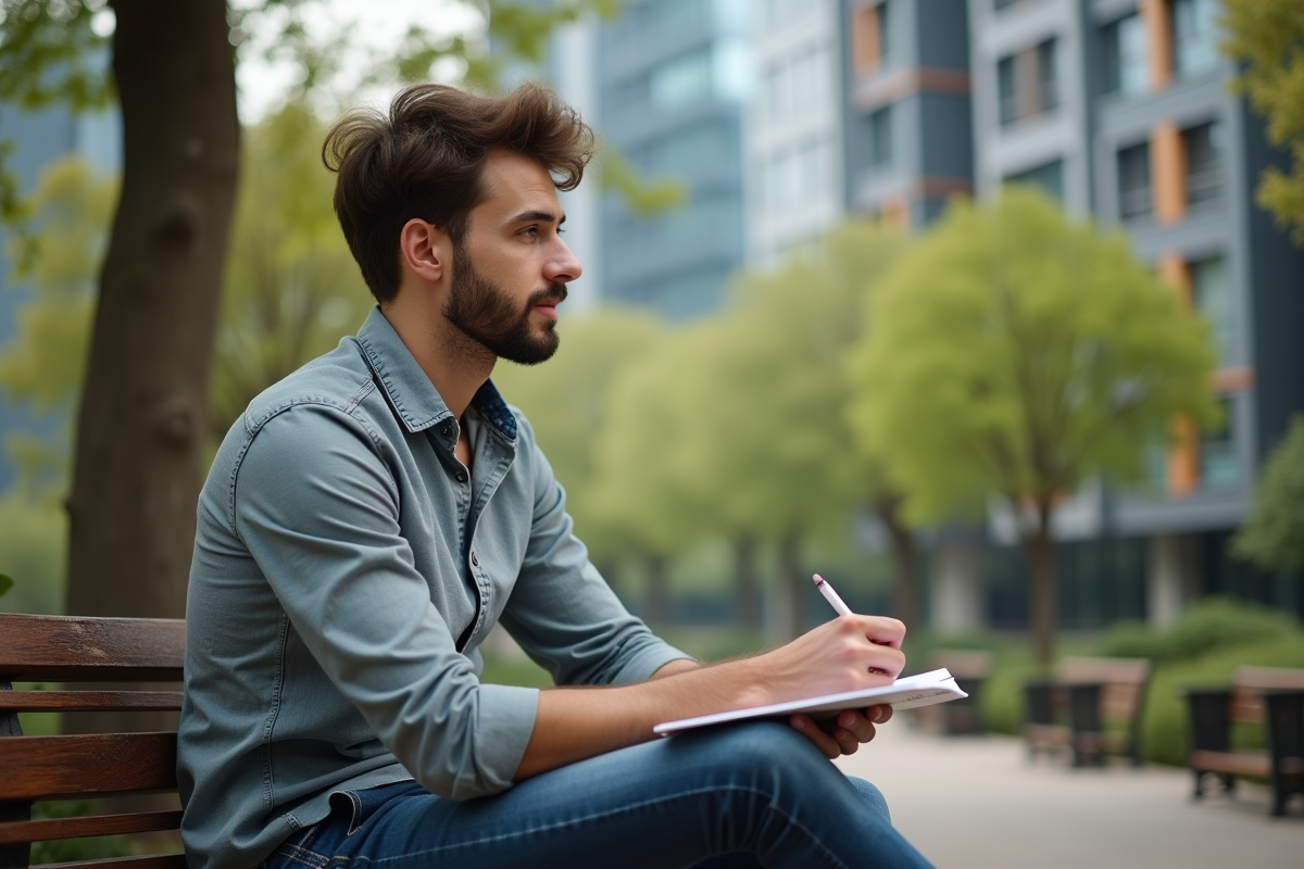 Jeune homme en plein air lors d