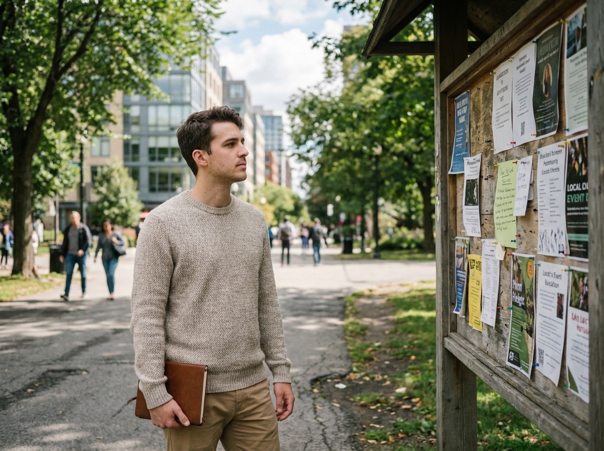 Jeune homme regardant un tableau d