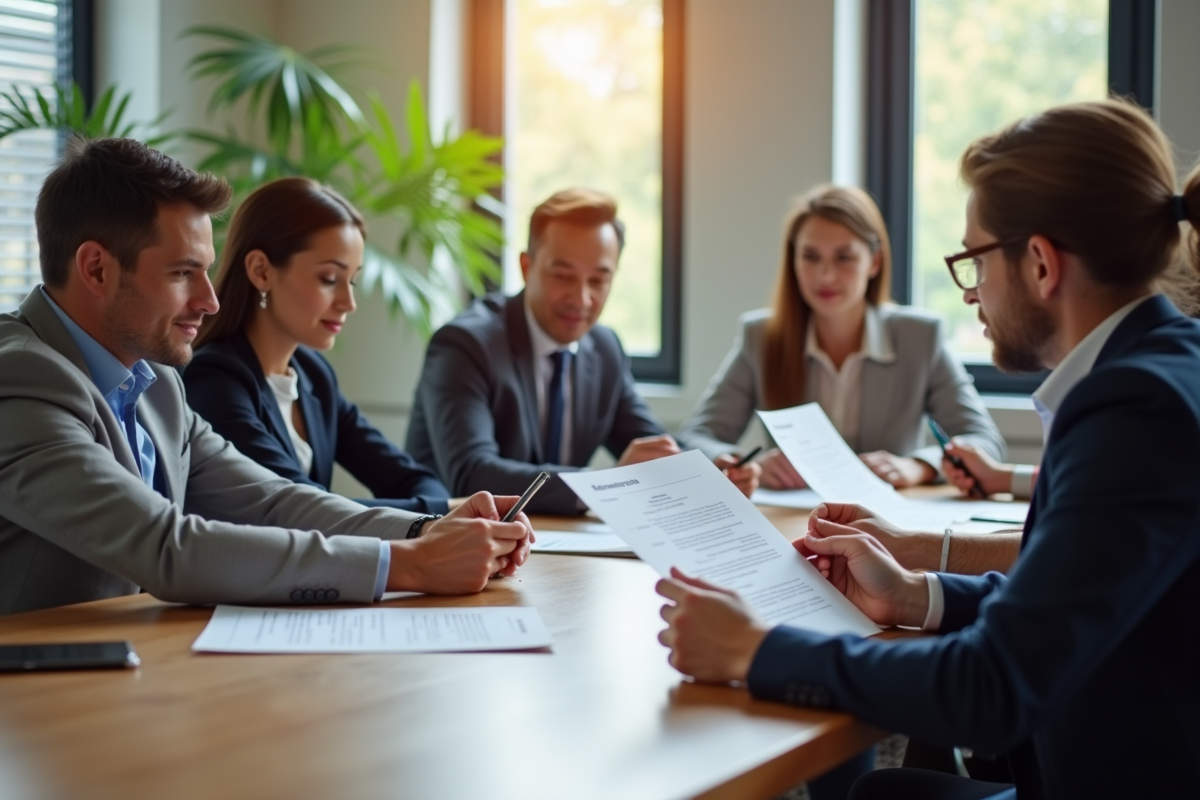 Groupe de professionnels examinant des CV avec expérience bénévole